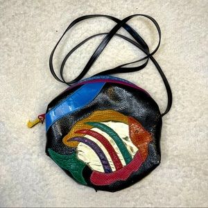 Vintage Sharif fish multi colored shoulder bag